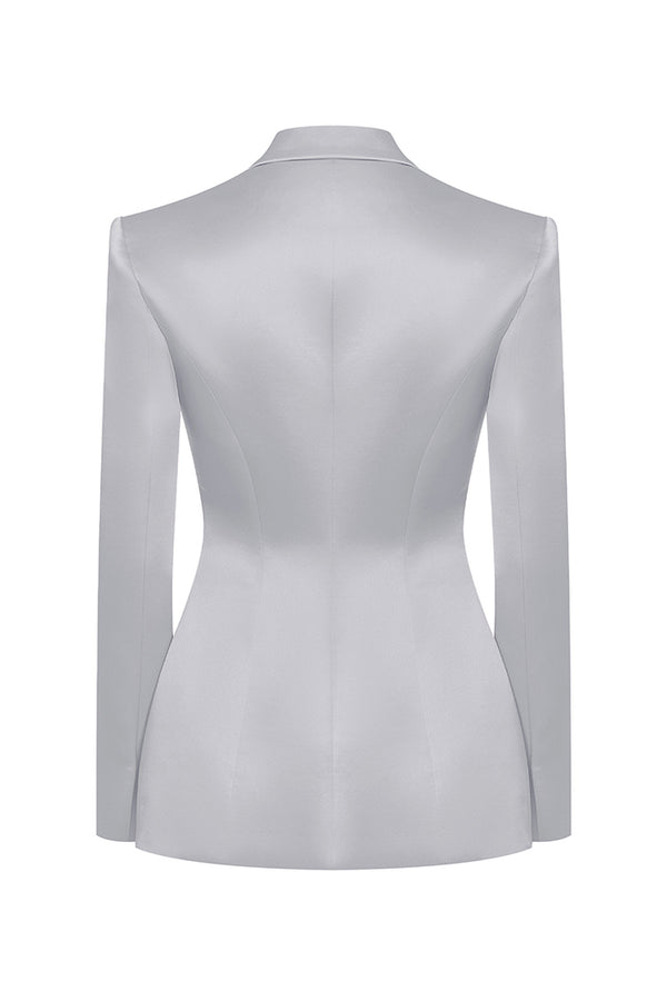Rasario Single-breasted Satin Jacket Grey 024BZ020 – RASARIO