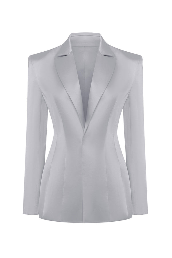 rasario Single-breasted satin jacket grey 024BZ020 – RASARIO