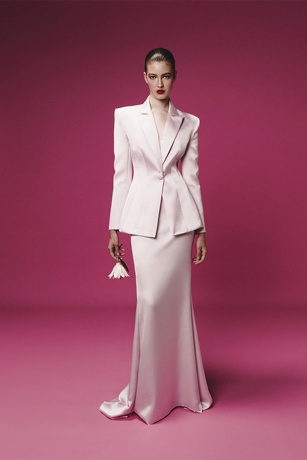 Rasario Single-breasted Satin Jacket Light Pink 024BZ029 – RASARIO