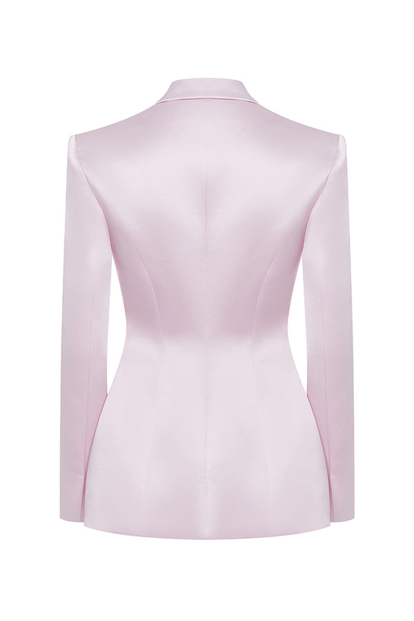 Rasario Single-breasted Satin Jacket Light Pink 024BZ029 – RASARIO