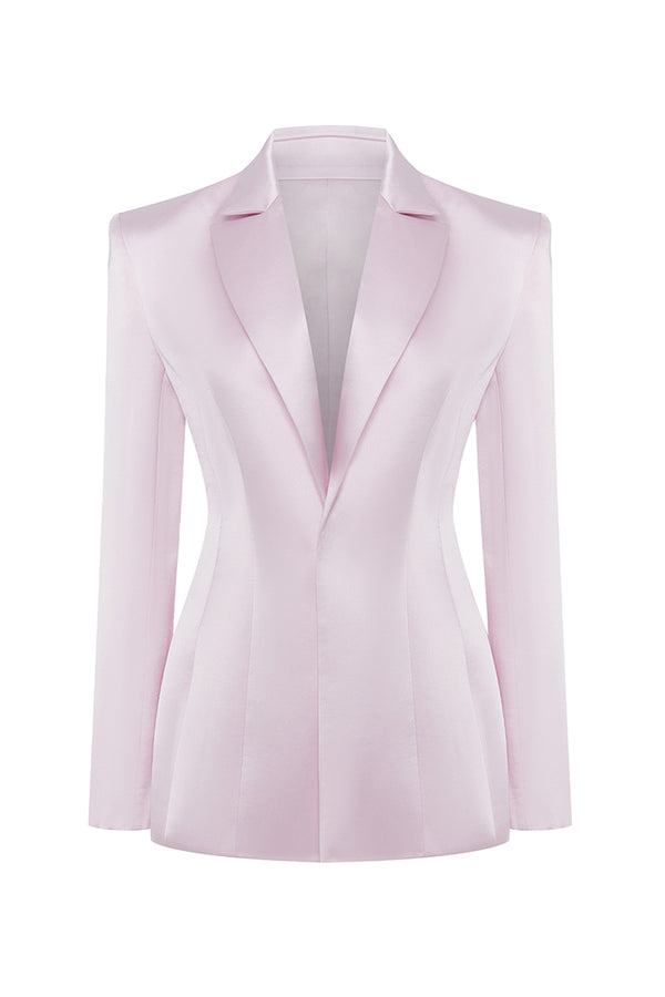 rasario Single-breasted satin jacket light pink 024BZ029 – RASARIO