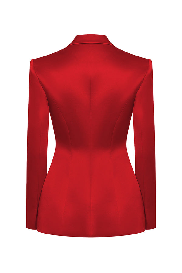 Rasario Single-breasted Satin Jacket Red 024BZ003 – RASARIO