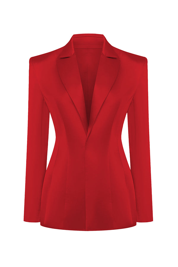 rasario Single-breasted satin jacket red 024BZ003 – RASARIO