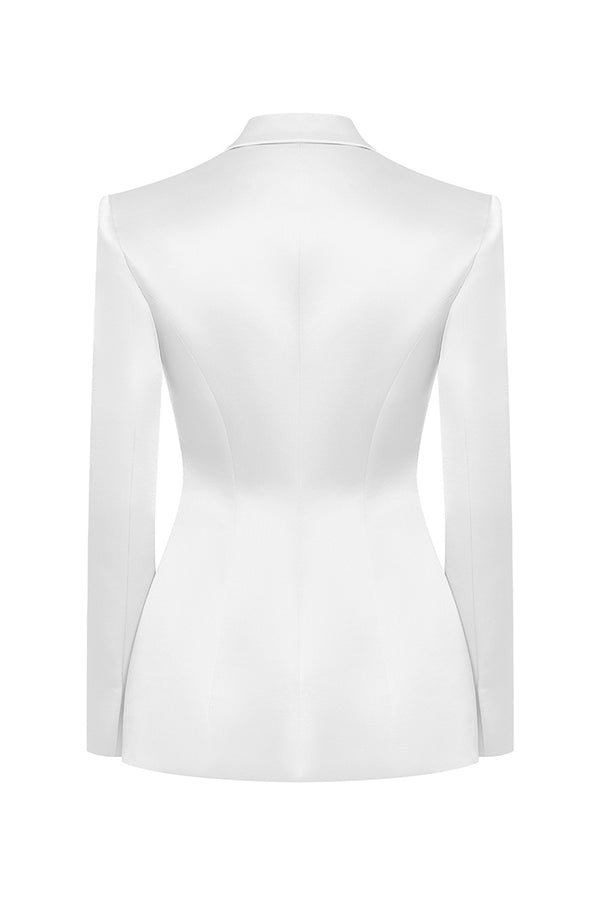 Rasario Single-breasted Satin Jacket White 024BZ002 – RASARIO