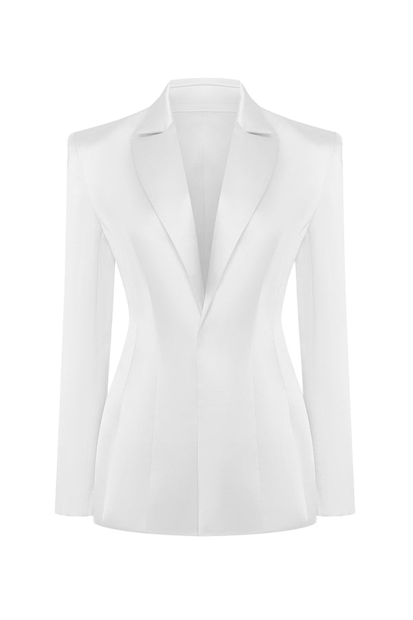 rasario Single-breasted satin jacket white 024BZ002 – RASARIO