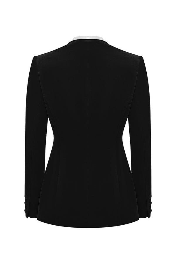 Rasario Single-breasted Velvet And Satin Jacket Black/white 008BZ012 – RASARIO