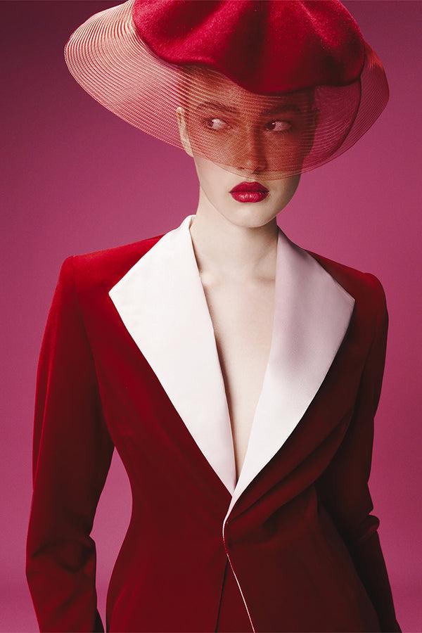 Rasario Single-breasted Velvet And Satin Jacket Red/pink 008BZ095 – RASARIO