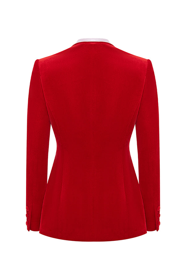 Rasario Single-breasted Velvet And Satin Jacket Red/pink 008BZ095 – RASARIO