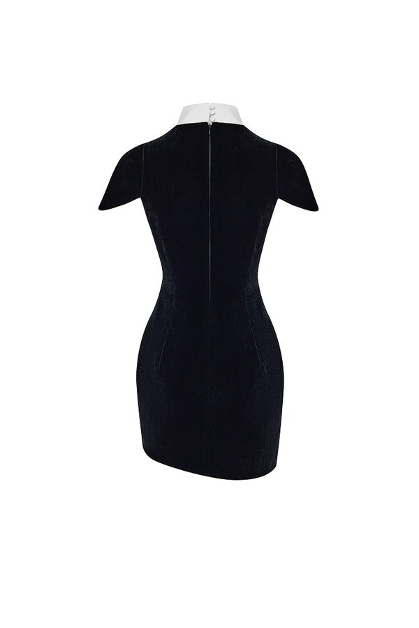 Rasario Velvet And Satin Mini Dress Black 010DN001 – RASARIO