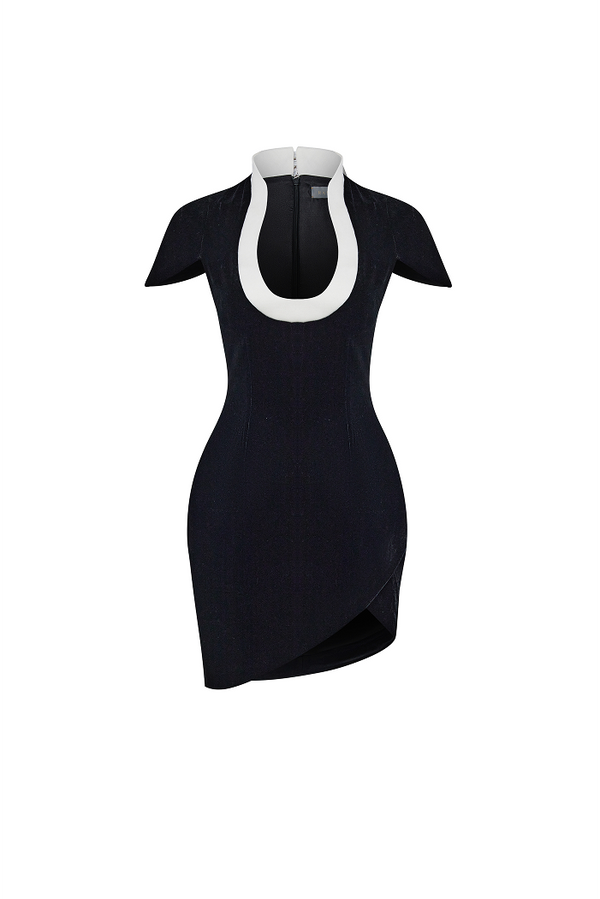 rasario Velvet and satin mini dress black 010DN001 – RASARIO rasario Velvet and satin mini dress black 010DN001 – RASARIO