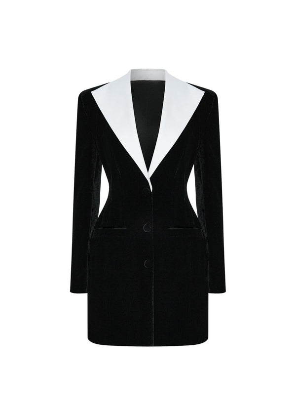 rasario Velvet and satin mini dress black/white 055DN012 – RASARIO