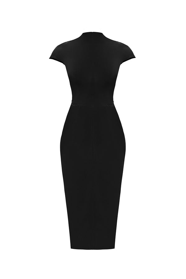 Rasario Velvet Midi Dress With Ties Black 041DD001 – RASARIO