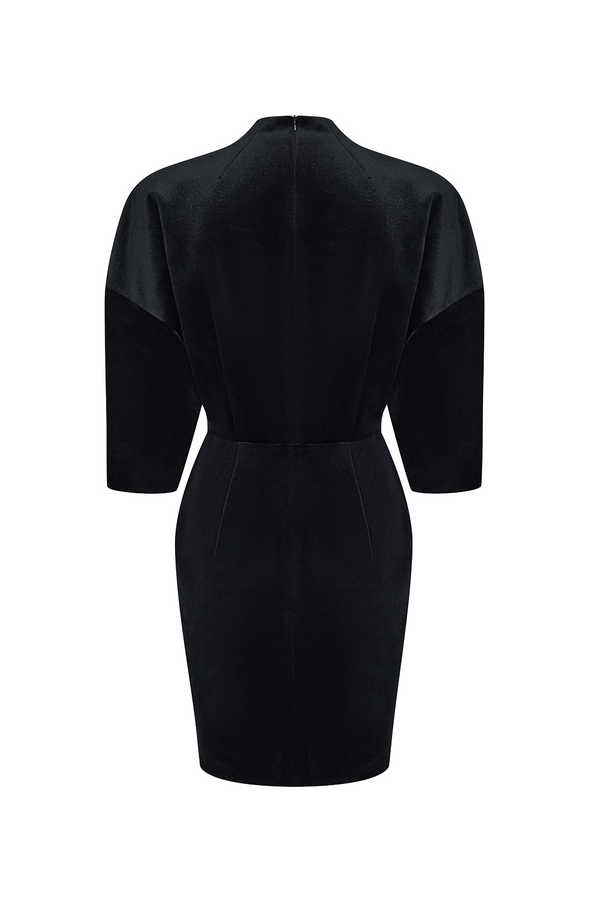 Rasario Velvet Mini Dress With A Flower Black 108DN001 – RASARIO