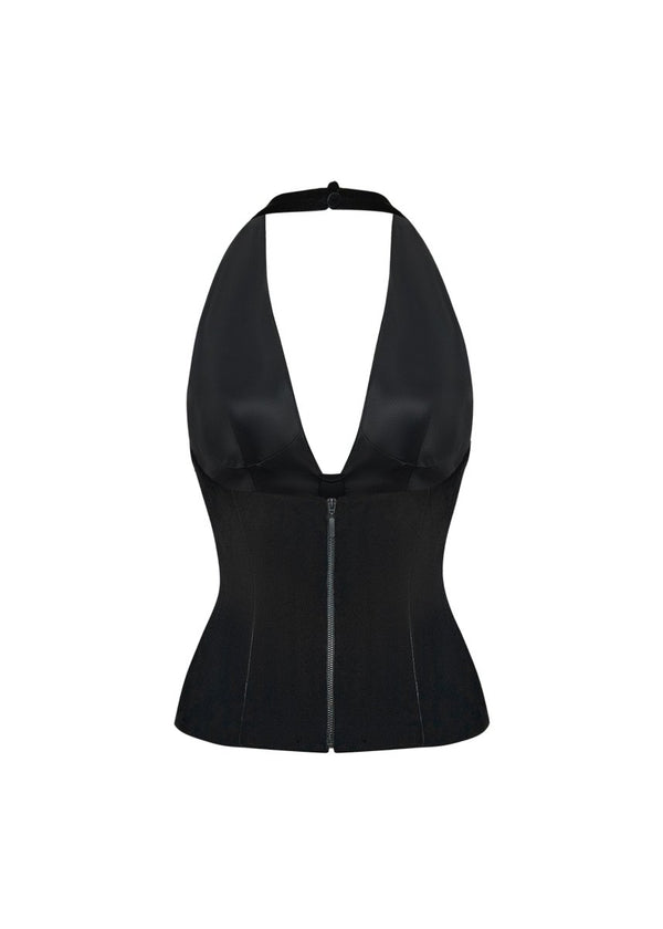 Rasario Velvet Top With Satin Bows And Cutouts Black 063TP001 – RASARIO