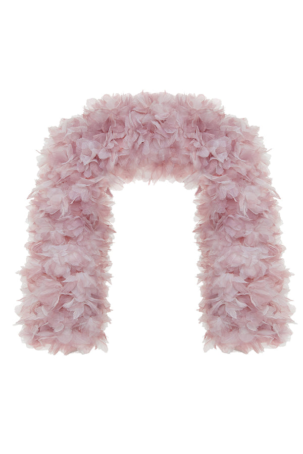 Rasario Voluminous Bolero With A Floral Trim Light Pink 062BL029 – RASARIO