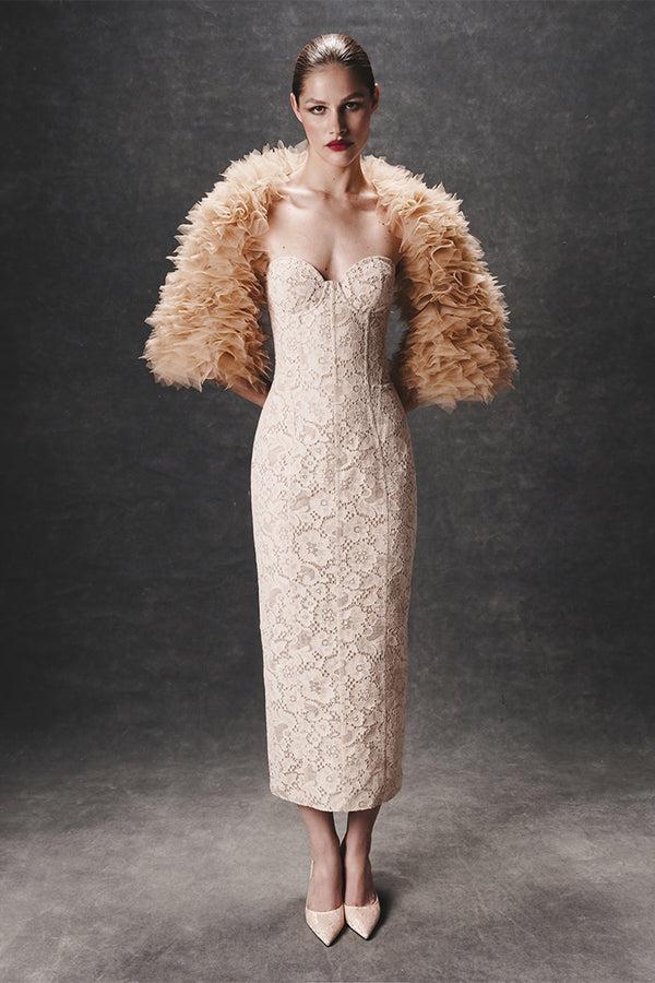 Rasario Voluminous Tulle Bolero Beige 004BL006 – RASARIO