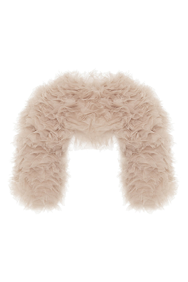 Rasario Voluminous Tulle Bolero Beige 004BL006 – RASARIO
