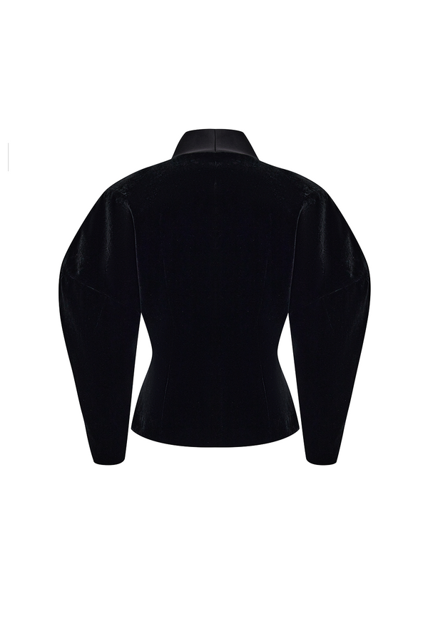 Rasario Voluminous Velvet And Satin Jacket Black 031BZ001 – RASARIO