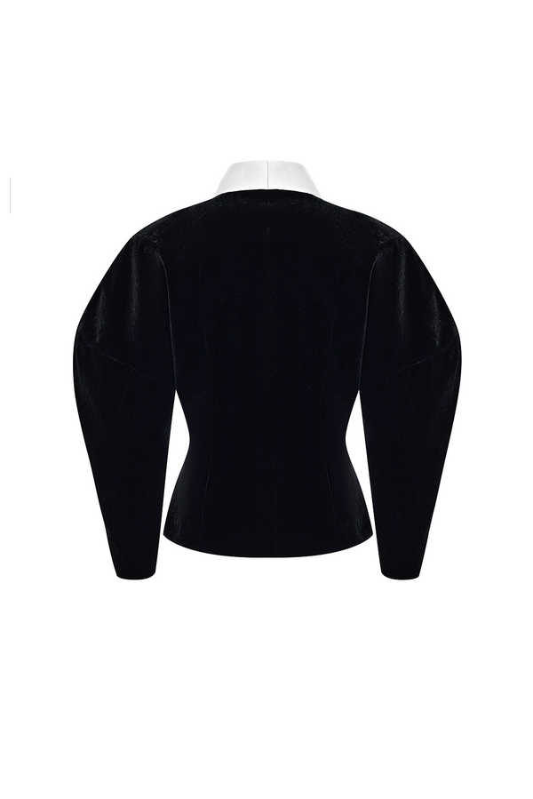 Rasario Voluminous Velvet And Satin Jacket Black/white 031BZ012 – RASARIO