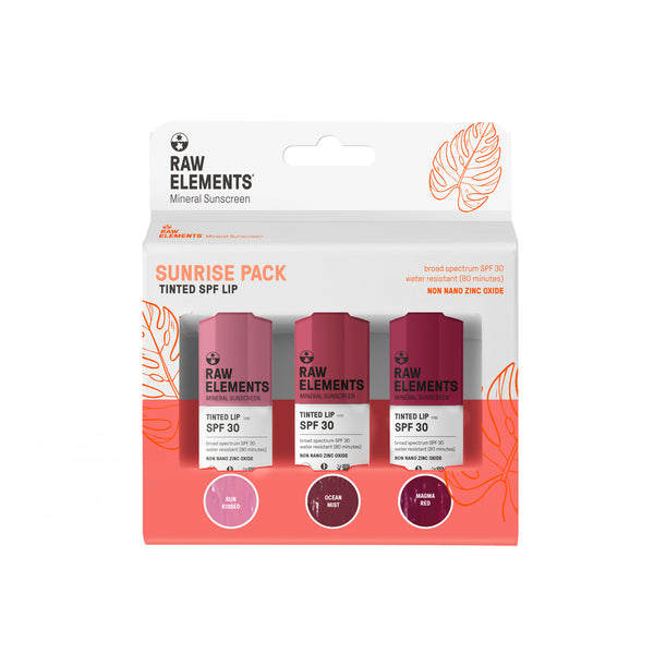 rave review SPF 30 TINTED LIP SUNRISE PACK .15 oz - 3 Pack – Raw ElementsUSA