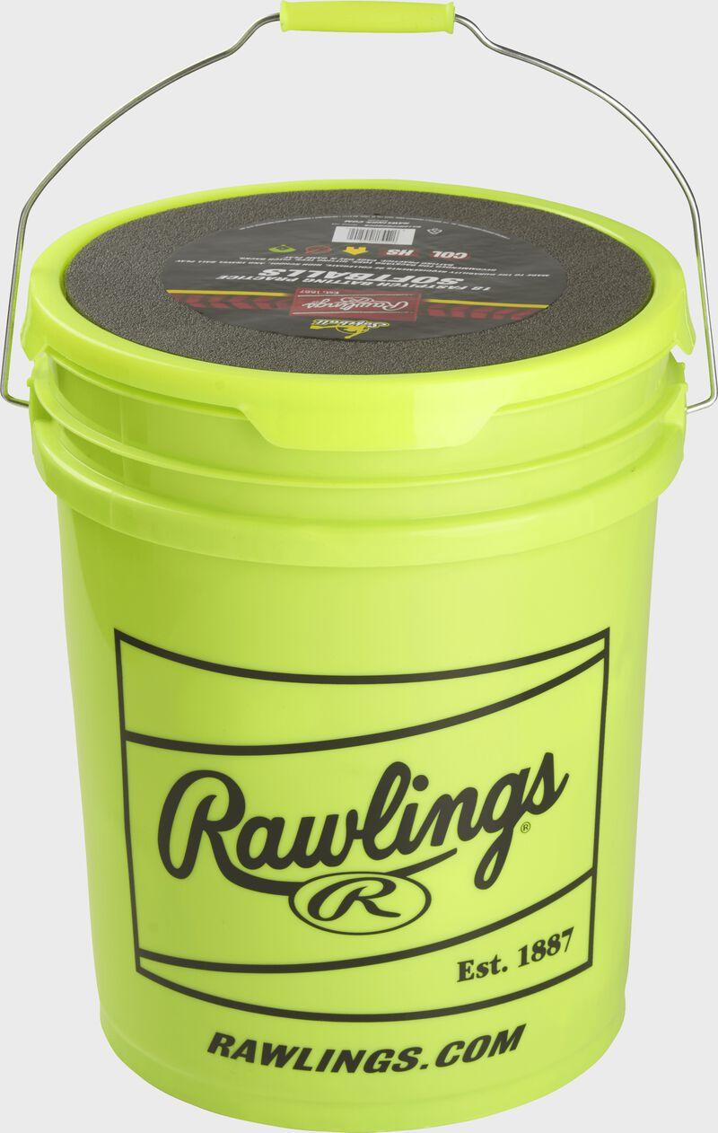 rawlings 6 Gallon Bucket of 12" Batting Practice Softballs 12 or 18 Balls