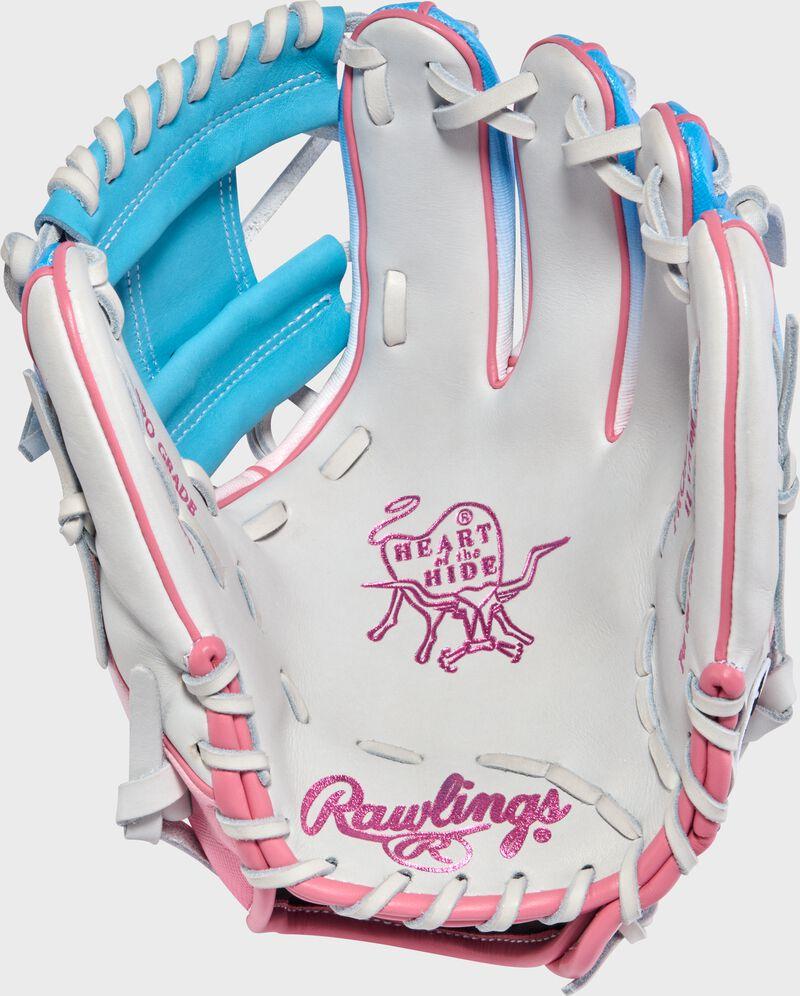 Rawlings Exclusive Heart Of The Hide 11.5-Inch Pink/Columbia Blue Infield Glove Right Hand Throw