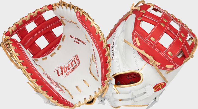rawlings Liberty Advanced Color Series 34 in Catcher's Mitt White/Scarlet rawlings Liberty Advanced Color Series 34 in Catcher's Mitt White/Scarlet