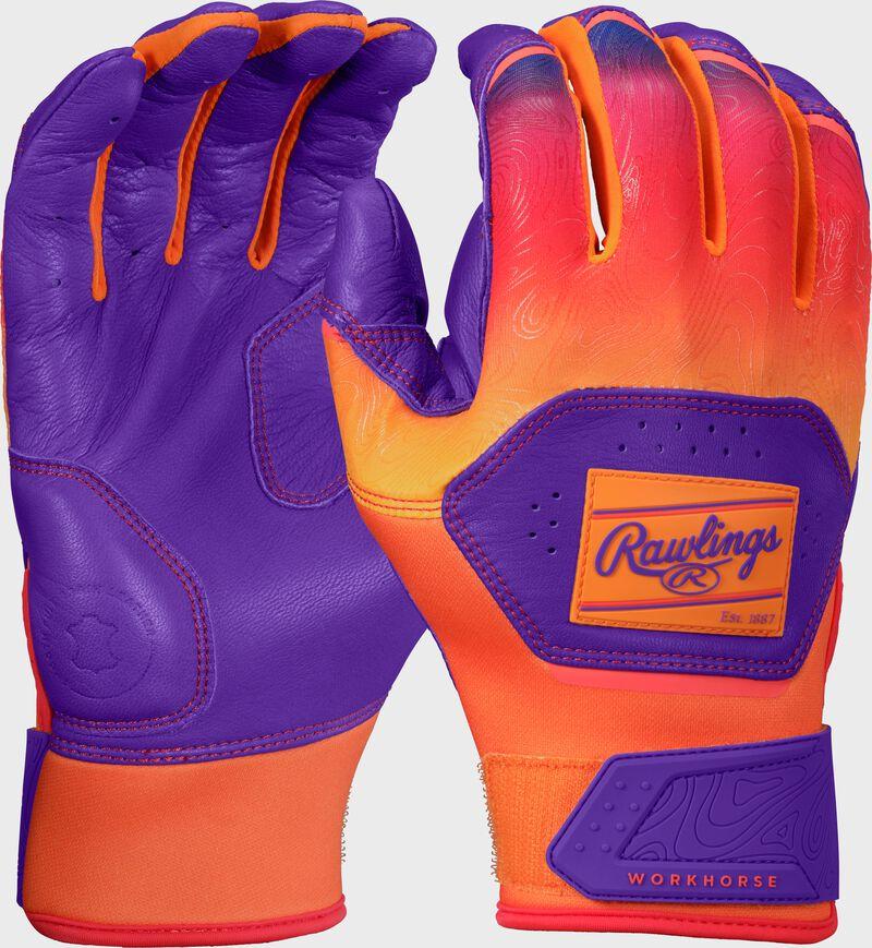 rawlings Rawlings Workhorse Purple/Orange Adult Fun Burst Batting Gloves