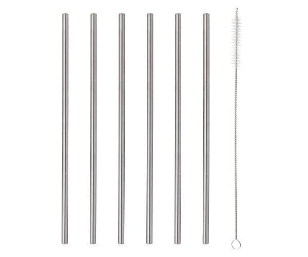 Rayware Barware 6pce Long Steel Drinking Straws Gift