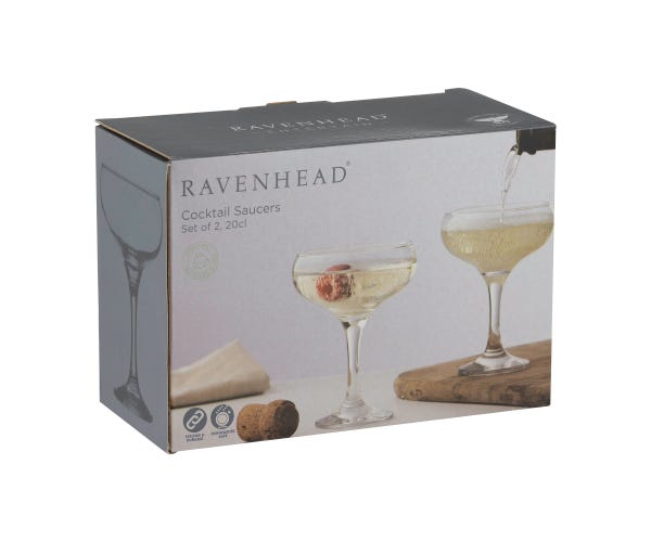 Rayware Entertain Set 2 Cocktail Saucer Glasses 20cl