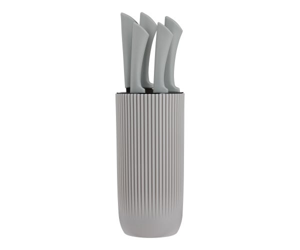 rayware Everyday Grey Ripple 5pc Knife Block Giftbox