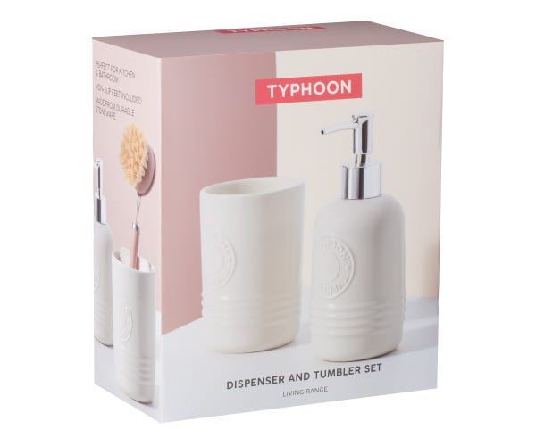 Rayware Living Cream Soap Dispenser And Tumbler Set