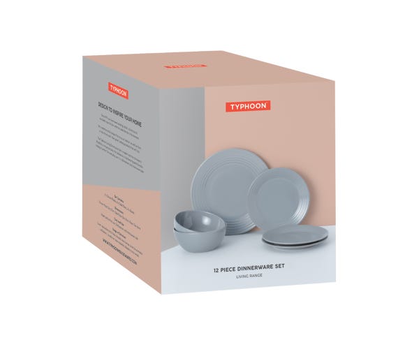 Rayware Living Grey 12pc Set M/O Dinnerset In Giftbox