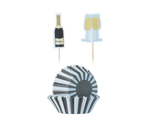 rayware 48 Prosecco Cupcake Case & Toppers
