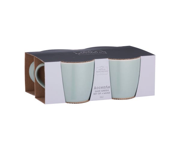 Rayware Accent Sleeve Of 4 Mugs Sage Green