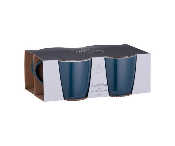 Rayware Accent Sleeve Of 4 Mugs Teal