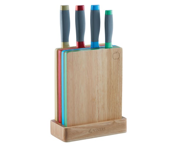 rayware Assure Colour Code Knife Block & Board Set