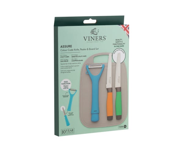 Rayware Assure Colour Code Knife Peeler & Board Set