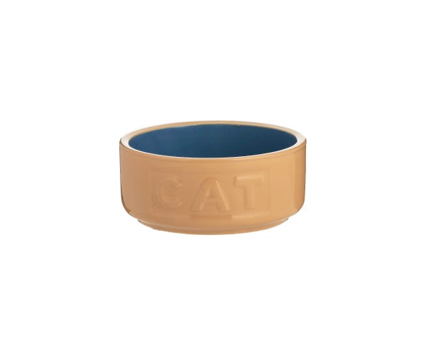 rayware Cane & Blue Lettered Cat Bowl 13cm