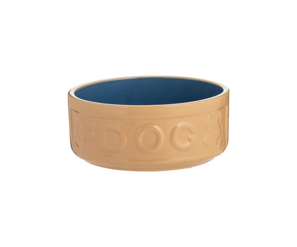 rayware Cane & Blue Lettered Dog Bowl 15cm