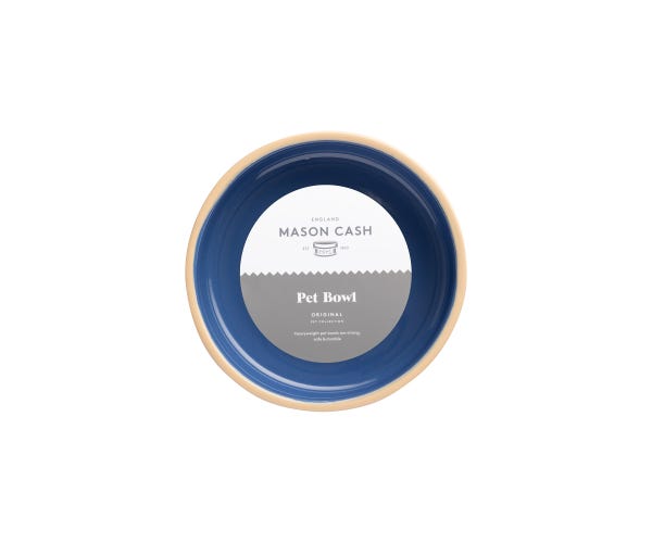 Rayware Cane & Blue Lettered Dog Bowl 18cm