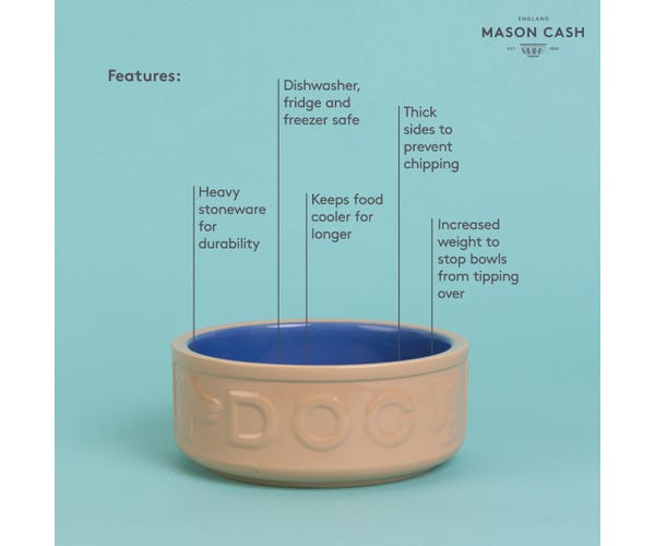 Rayware Cane & Blue Lettered Dog Bowl 18cm