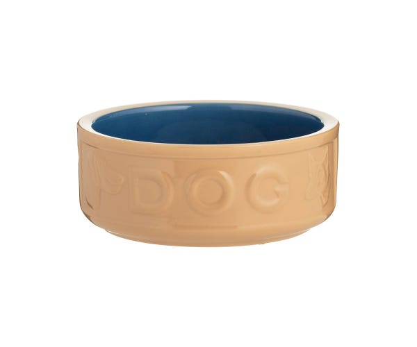rayware Cane & Blue Lettered Dog Bowl 18cm