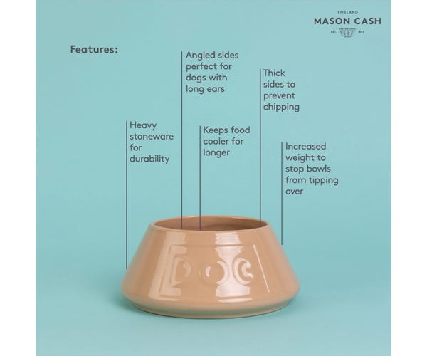 Rayware Cane Non Tip Lettered Dog Bowl 21cm