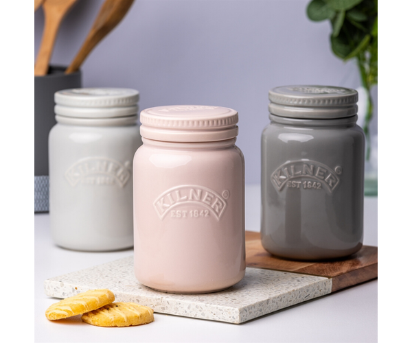 Rayware Ceramic Push Top Dusty Pink Jar 0.6 Litre