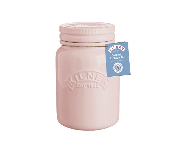 Rayware Ceramic Push Top Dusty Pink Jar 0.6 Litre