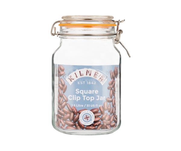 Rayware Clip Top Square Jar 1.5 Litre