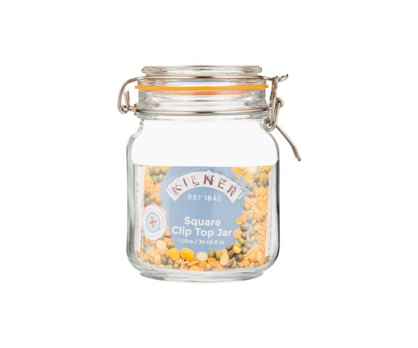 Rayware Clip Top Square Jar 1 Litre