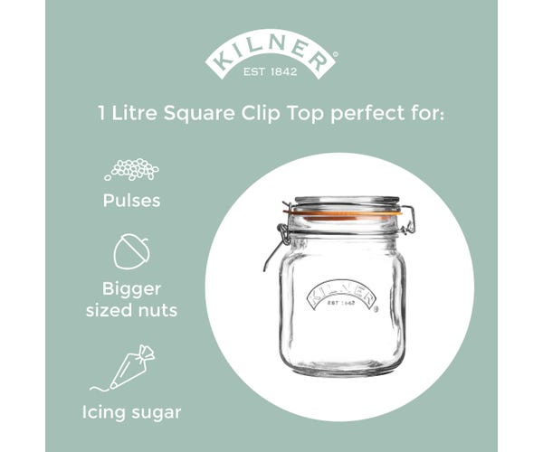 rayware Clip Top Square Jar 1 Litre