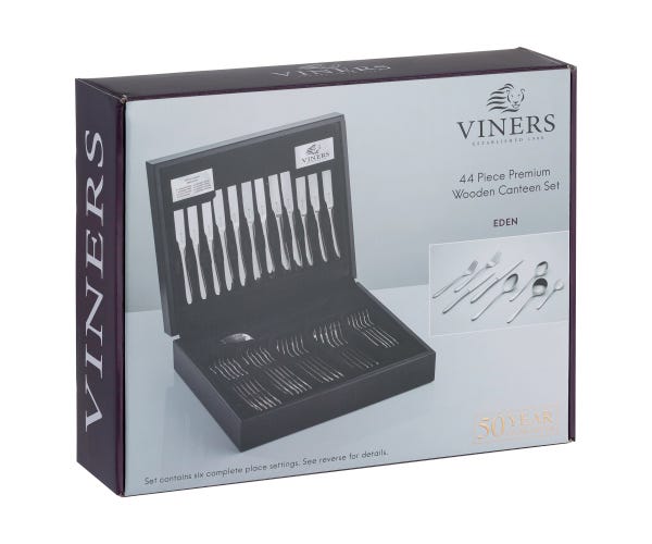 Rayware Eden 18/10 44 Pce Wooden Canteen Giftbox